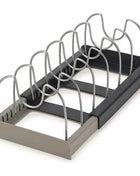 Expandable Stainless Steel Storage Rack Kitchen Cabinet Holder for Pan Pot Lid Cutting Board Drying Cookware Dish Rack Organizer