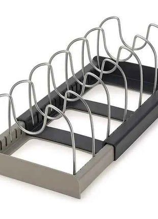 Expandable Stainless Steel Storage Rack Kitchen Cabinet Holder for Pan Pot Lid Cutting Board Drying Cookware Dish Rack Organizer