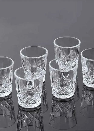12pcs/8pcs/6pcs/4pcs/2pcs Embossed Glass 50ml Spirits Cups Engraved Tea Drinking Baijiu Cup Water Glass Small Capacity Wine Cup
