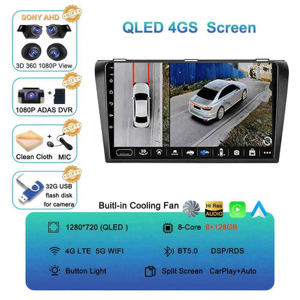 Android 16  video Player Car Radio For Mazda 3 2004 - 2009 2din with BOSE Multimedia Carplay Stereo GPS Head Unit WIFI+4G