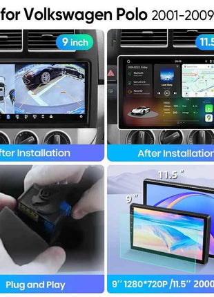 Junsun AI Voice Wireless CarPlay Android Auto Radio for Volkswagen Polo Mk4 IV 2001-2009 Car Multimedia GPS BT FM 2din autoradio