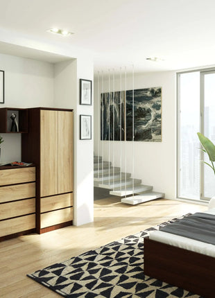 Armadio AKORD S60 Wenge 60 cm 2 ante 2 cassetti colore Rovere Sonoma Opaco 1 ripiano 60x51x180 cm