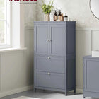 VASAGLE Bathroom Cabinet Kitchen Cabinet with 2 Drawers and 2 Doors, Adjustable Shelf, 30 x 60 x 110 cm, Dove Grey