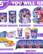 Decorazioni per feste di compleanno a tema stoviglie: tovaglioli di carta, bicchieri, piatti, scatole per caramelle, sacchetti regalo, striscioni e fondali per feste per bambini