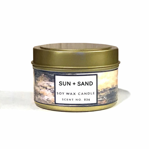 Candela Profumata Sun + Sand Cera Soia - Candela Artigianale Fiori Bianchi Agrumi