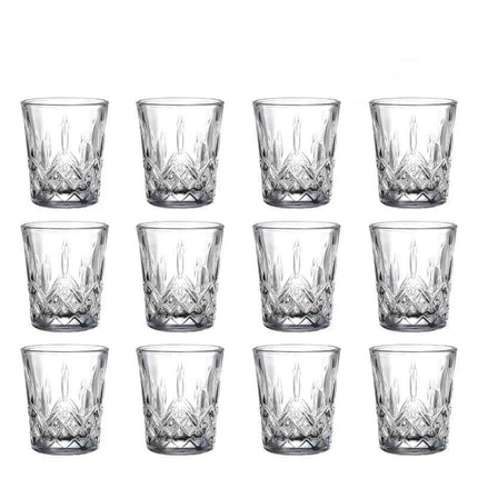 Set Bicchieri in Vetro Inciso 50ml con Rilievi per Spirits Tè e Acqua - 2/4/6/8/12 Pezzi