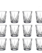 12pcs/8pcs/6pcs/4pcs/2pcs Embossed Glass 50ml Spirits Cups Engraved Tea Drinking Baijiu Cup Water Glass Small Capacity Wine Cup