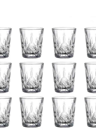 12pcs/8pcs/6pcs/4pcs/2pcs Embossed Glass 50ml Spirits Cups Engraved Tea Drinking Baijiu Cup Water Glass Small Capacity Wine Cup