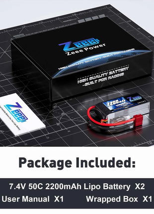 Zeee 2S 2200mAh Shorty RC Lipo Battery 7.4V 50C T/XT60 Plug Softcase RC Car Truck Buggy FPV Drone Helicopter Airplane RC Parts