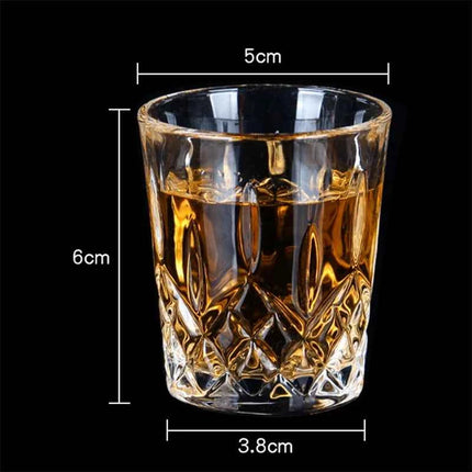 Set Bicchieri in Vetro Inciso 50ml con Rilievi per Spirits Tè e Acqua - 2/4/6/8/12 Pezzi