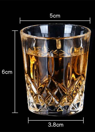 12pcs/8pcs/6pcs/4pcs/2pcs Embossed Glass 50ml Spirits Cups Engraved Tea Drinking Baijiu Cup Water Glass Small Capacity Wine Cup
