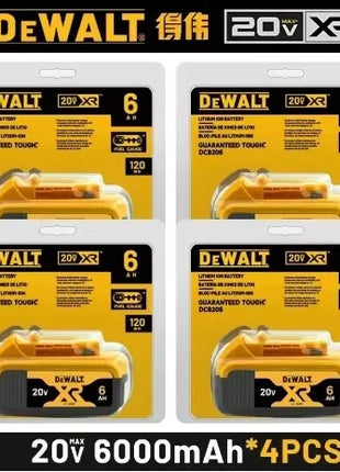 Batteria Dewalt 20V 100% Originale, 2AH 6AH Batteria agli Ioni di Litio Ricaricabile, Batteria Sostitutiva per Utensili Elettrici Dewalt DCB200 DCB206
