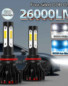 2pcs New 4 Sides 9005/HB3 9006/HB4 H4 H7 H11 H13 9004 9007 Car LED Bulbs 6000K White 8000K Ice Blue 26000LM 360 Beam Angle