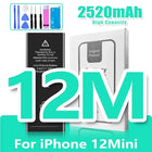 0 Cycle High Capacity Battery For iPhone 11 11Pro 12Pro 12 13 14 13Pro 14Pro Max Mini Phone Bateria + Free Tool Kit