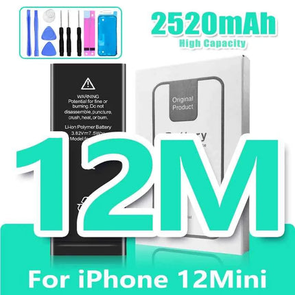 0 Cycle High Capacity Battery For iPhone 11 11Pro 12Pro 12 13 14 13Pro 14Pro Max Mini Phone Bateria + Free Tool Kit
