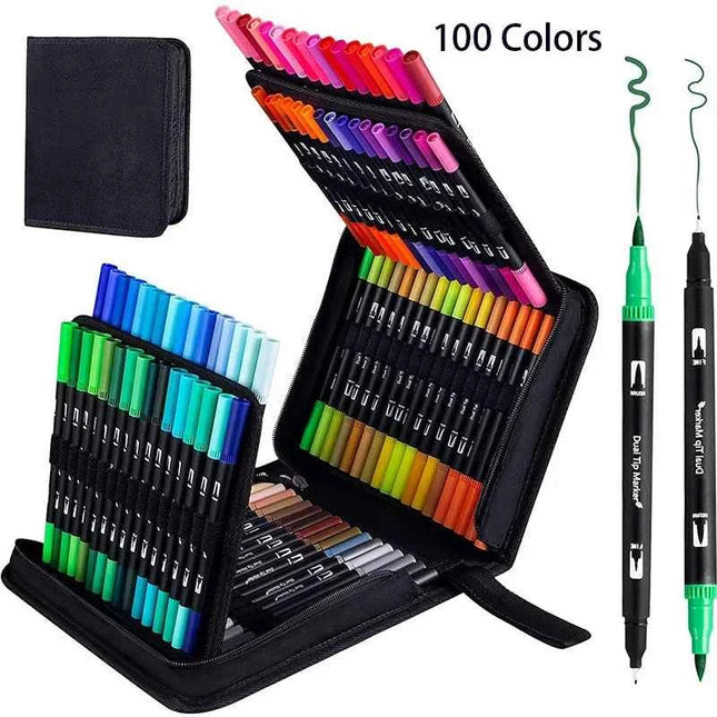 Set Pennarelli Acquerello Dual Tip 12/24/60/72/100/120 Colori per Calligrafia e Pittura