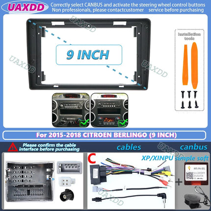 Per il 2015-2018 CITROEN BERLINGO PEUGEOT PARTNER 9 POLLICI Auto stereo radio Android telaio pannello cablaggio adattatore decoder canbus
