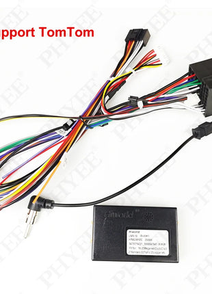 Wiring with CAN Bus Decoder, TOMTOM Display with SWC, P&P 16 Pin Android, for Renault Megane MK2 Phase 2, Clio 3