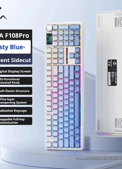 AULA F108 PRO Mechanical Keyboard Custom 100% Layout RGB Backlight Wireless Bluetooth Hifi Switch Gaming Keyboard
