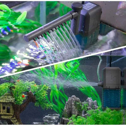 3-IN-1 Aquarium Internal Filter Pump Silent Wave-Maker Submersible Fish Tank Filters Air Oxygen Aerator for Saltwater Freshwater