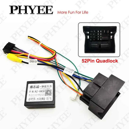 MQB Quadlock Cablaggio decodificatore CAN Bus a 52 pin, supporto SWC, adattatore radio Android Plug & Play a 16 pin per VW Golf 7 Passat B8