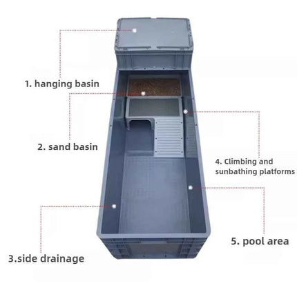 Turtle Tank with Drainage Drying Table Large Turtle Breeding Box Thickened Plastic Turtles Terrariums Turtles House Ecosystem