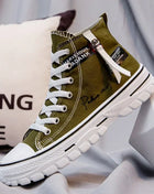 Men's Canvas Vulcanized High-Top Plateau Breathable Casual Sneakers Trainers Sturdy Sneakers