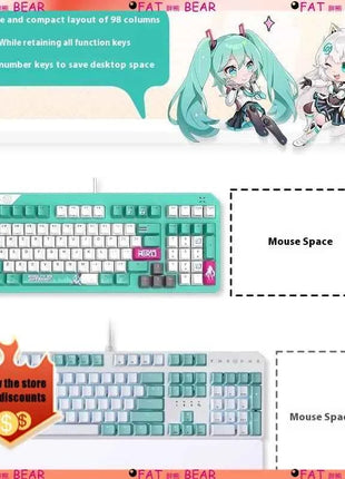 ASUS Tianxuan Mini Hatsune Miku  TX98miku Co branded Cable Video Game Mechanical Keyboard Customizable PC Gaming Keyboard