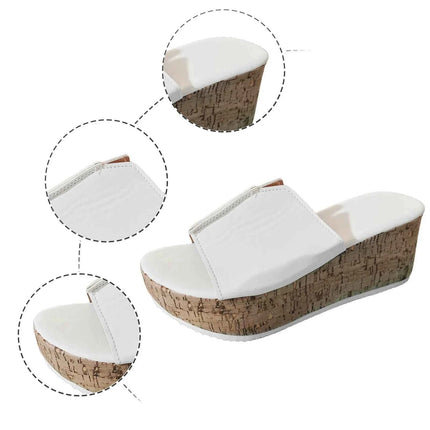 Pantofole con zeppa Scarpe estive per donna Scarpe da spiaggia open toe in pelle Pantofole con plateau Scarpe basse da donna Sandalias De Mujer Verano 2024