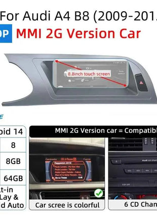 Fast Shipping Wireless CarPlay Screen For Audi A4 B8 A5 8K 2008-2016 Car Multimedia Player Android 14 8+128GB Stereo GPS Navi