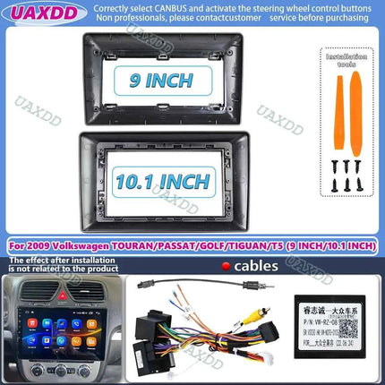 UAXDD Android pannello telaio auto per il 2009 VW TOURAN PASSAT GOLF TIGUAN T5 9 10 POLLICI cavo cablaggio video decodificatore navigazione canbus