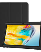 Pritom 7 inch Tablet PC, Android 13 Quad Core, 4GB (2+2GB virtual) RAM 32GB ROM, WiFi, Dual Camera, USB C, with Leather Case