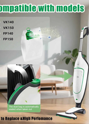 10 Pcs Dust Bag Compatible with Vorwerk VK140 VK150 Garbage Bag FP140 Bo Speed Kobold Vacuum Cleaner