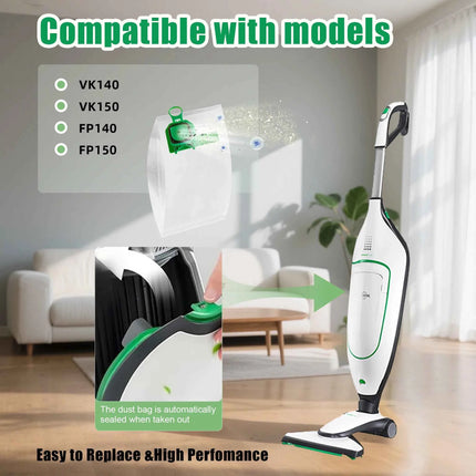 10 Pcs Dust Bag Compatible with Vorwerk VK140 VK150 Garbage Bag FP140 Bo Speed Kobold Vacuum Cleaner