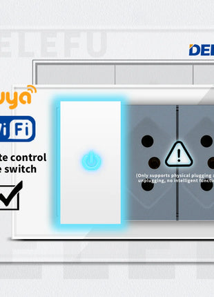 DELEFU Vetro temperato bianco Italia USB TypeC Presa a muro a ricarica rapida Schuko Tuya Wifi Smart Switch Sat TV Tel Campanello Cile