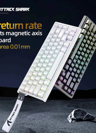 X68HE ATTACK SHARK Magnetic Gaming Keyboard Mechanical Wired for Pro Gaming 0.01mm Rapid Trigg 8000Hz SOCD/Rs 0.125ms 128K Rate