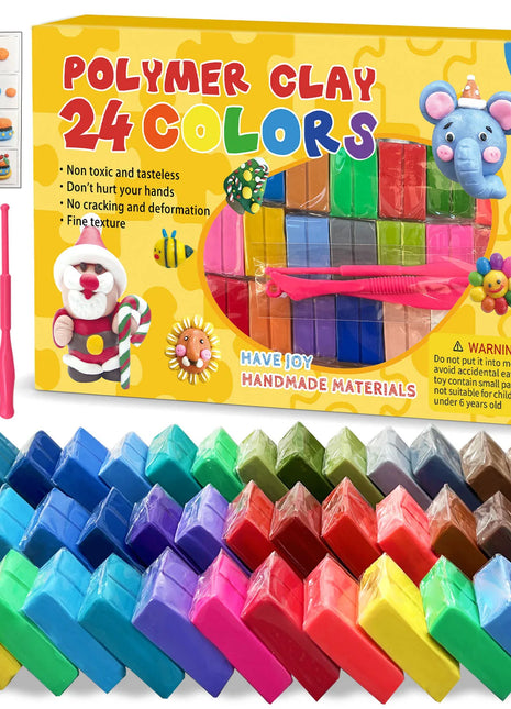 24/32 Colors Polymer Clay Block with Tool Color Box Set Molding Process Oven Baking Handmade DIY Accessories for Kids Beginners