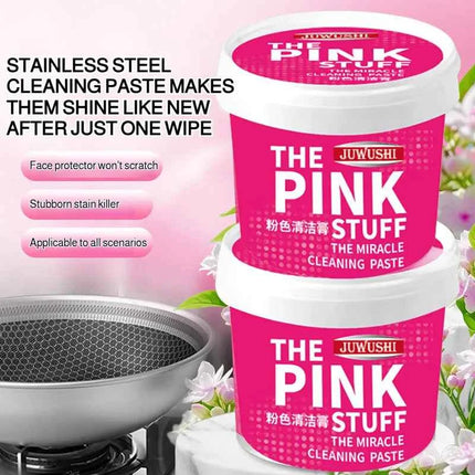 JMY Pink Cleaning Paste Multi-functional Stain Remover Degreaser for Kitchen Cookware Oven Home Cleaning Supplies Safe Effective