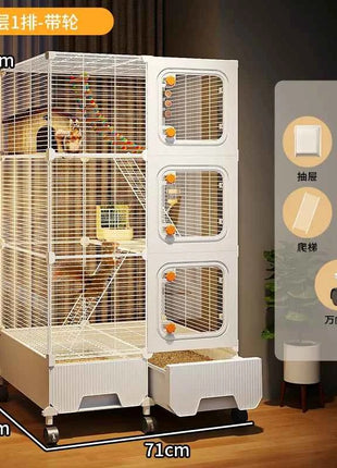 Multi-Level Wire Squirrel Cage, Extra Tall Sugar Glider Habitat, Oversized Chinchilla Villa Cage, Easy-Clean Pet Play House