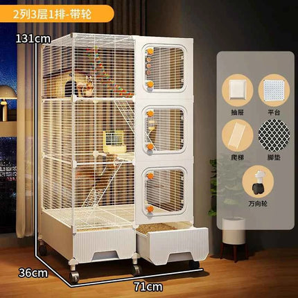 Multi-Level Wire Squirrel Cage, Extra Tall Sugar Glider Habitat, Oversized Chinchilla Villa Cage, Easy-Clean Pet Play House