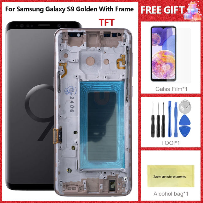 Display testato al 100% per Samsung Galaxy S9 LCD con gruppo touch screen digitalizzatore SM-G960FD S9 G960 LCD con sostituzione del telaio