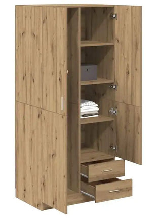 Armadio in rovere artigianale 80x52x180 cm in legno ingegnerizzato, armadio autoportante con vani contenitori, finitura rovere artigianale