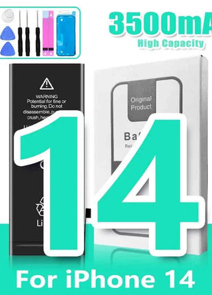 0 Cycle High Capacity Battery For iPhone 11 11Pro 12Pro 12 13 14 13Pro 14Pro Max Mini Phone Bateria + Free Tool Kit