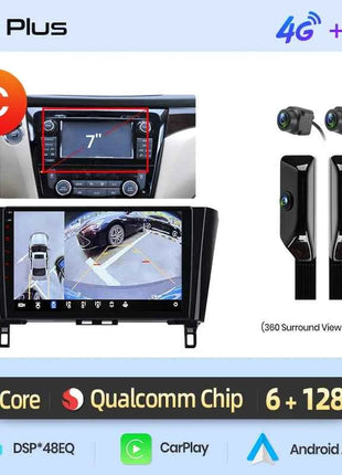 Junsun Qualcomm 8-Core 360° Panoramic Camera Wireless CarPlay Android Auto Car Radio for Nissan Qashqai J11 X-Trail 3 2013-2017
