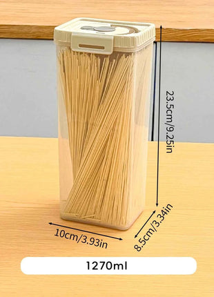 WORTHBUY Pasta Storage Box With Handle Moisture-Proof Plastic Noodles Sealed Can Spaghetti Storage Container Kitchen Organizer