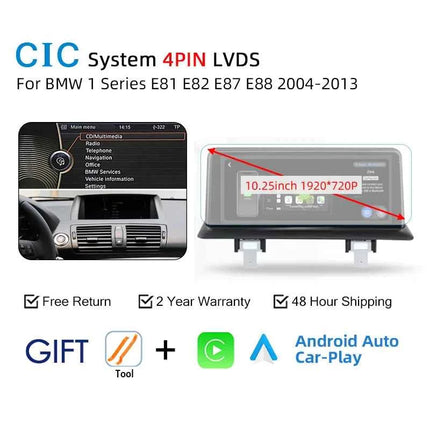 For BMW 1 Series E81 E82 E87 E88 2004-2012 CCC CIC Wireless Carplay Android Auto Car Multimedia Player Linux 1920*720 Screen