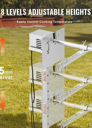 SucceBuy 46 Inch Electric BBQ Rotisserie Grill Kit Automatic 52W Motor Height Adjustable Universal Roaster Stand
