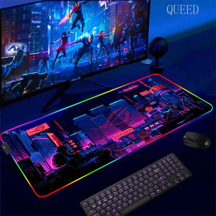 Cartoon Asus Deskmat Mouse Pad Gaming LED Mouse Mat 900x400 Mousemats Table Pads PC Office Desk Mat RGB Keyboard Mats XXL