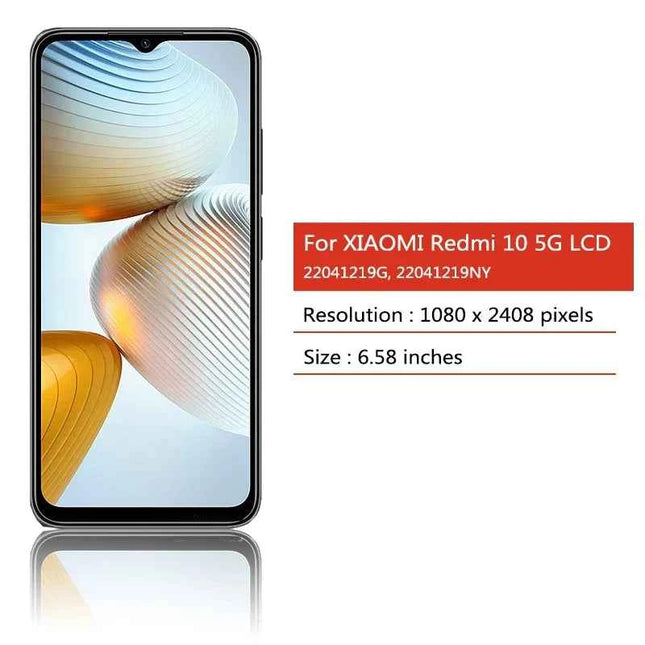 Schermo da 6,58" per Xiaomi Redmi 10 5G Display LCD Touch Screen digitale con cornice per Redmi 10 5G 22041219 G, 22041219 NY