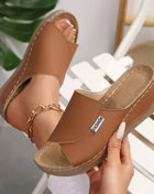 Pantofole estive con plateau morbido Donna 2025 Moda Peep Toe Zeppe Infradito Donna Scarpe da spiaggia casual con tacco medio leggero